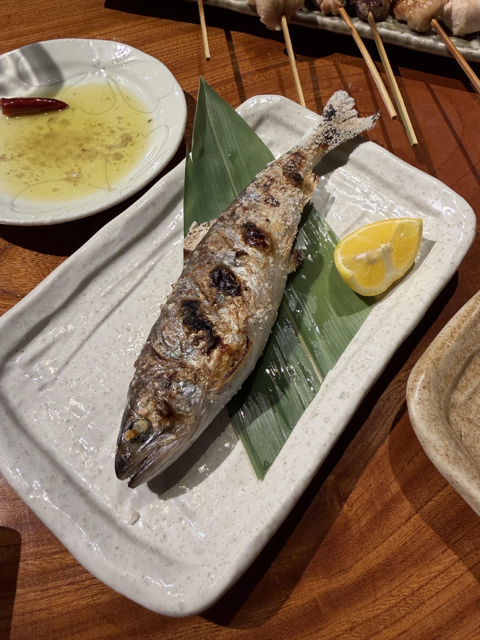 Whole salt-grilled fish