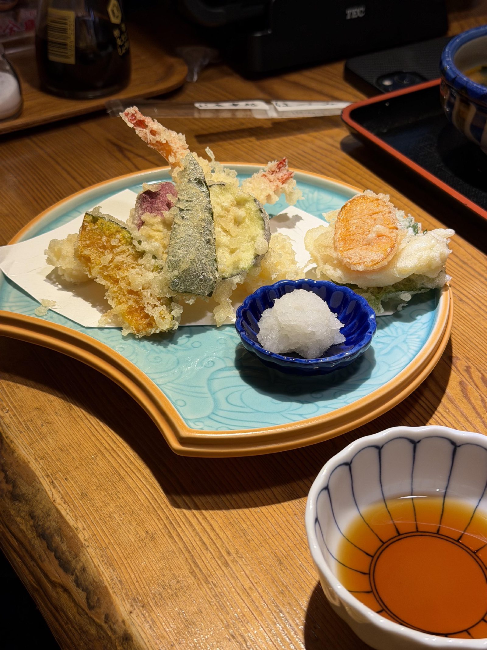 Tempura with grated daikon