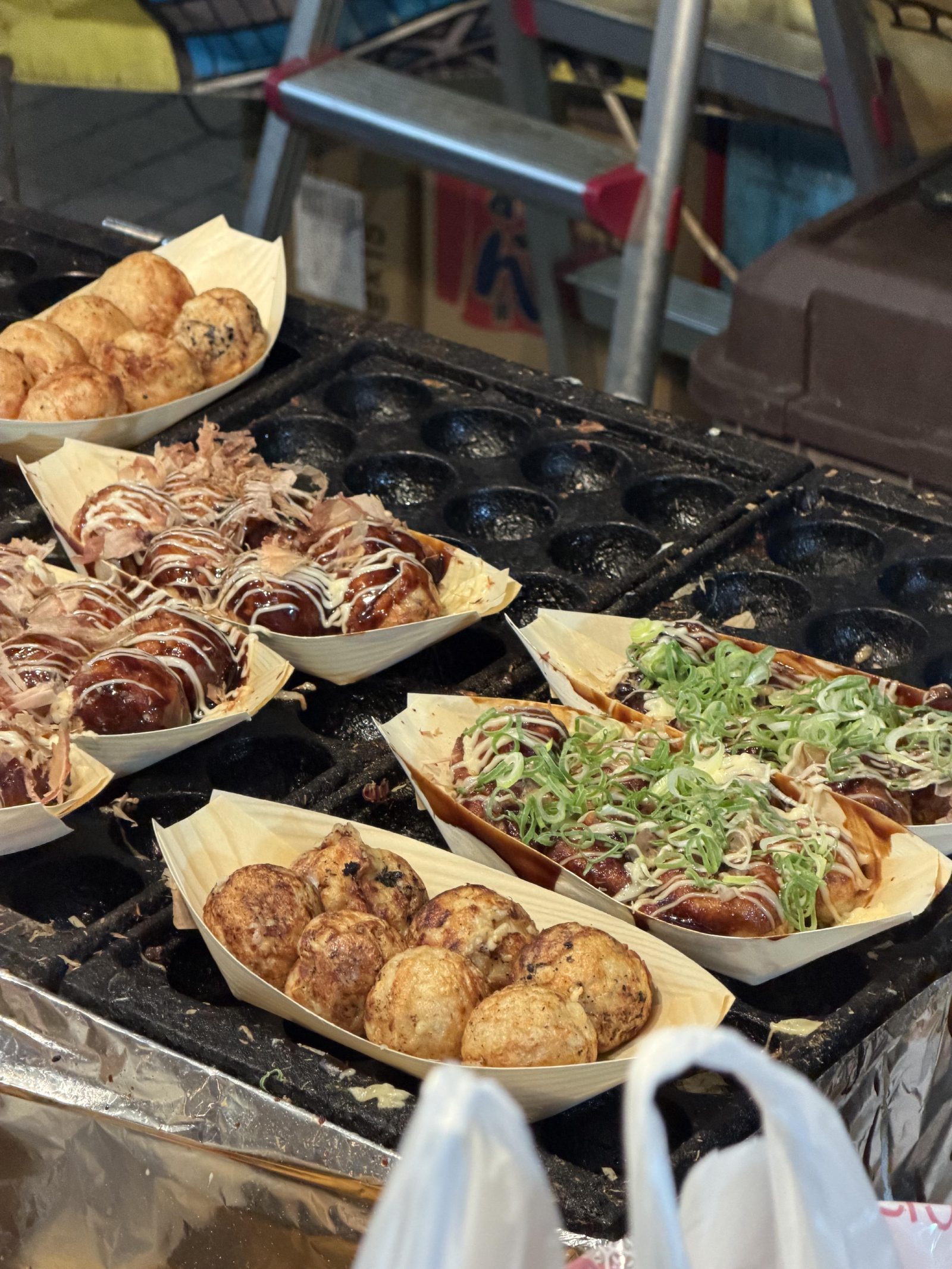 Takoyaki fresh off the griddle